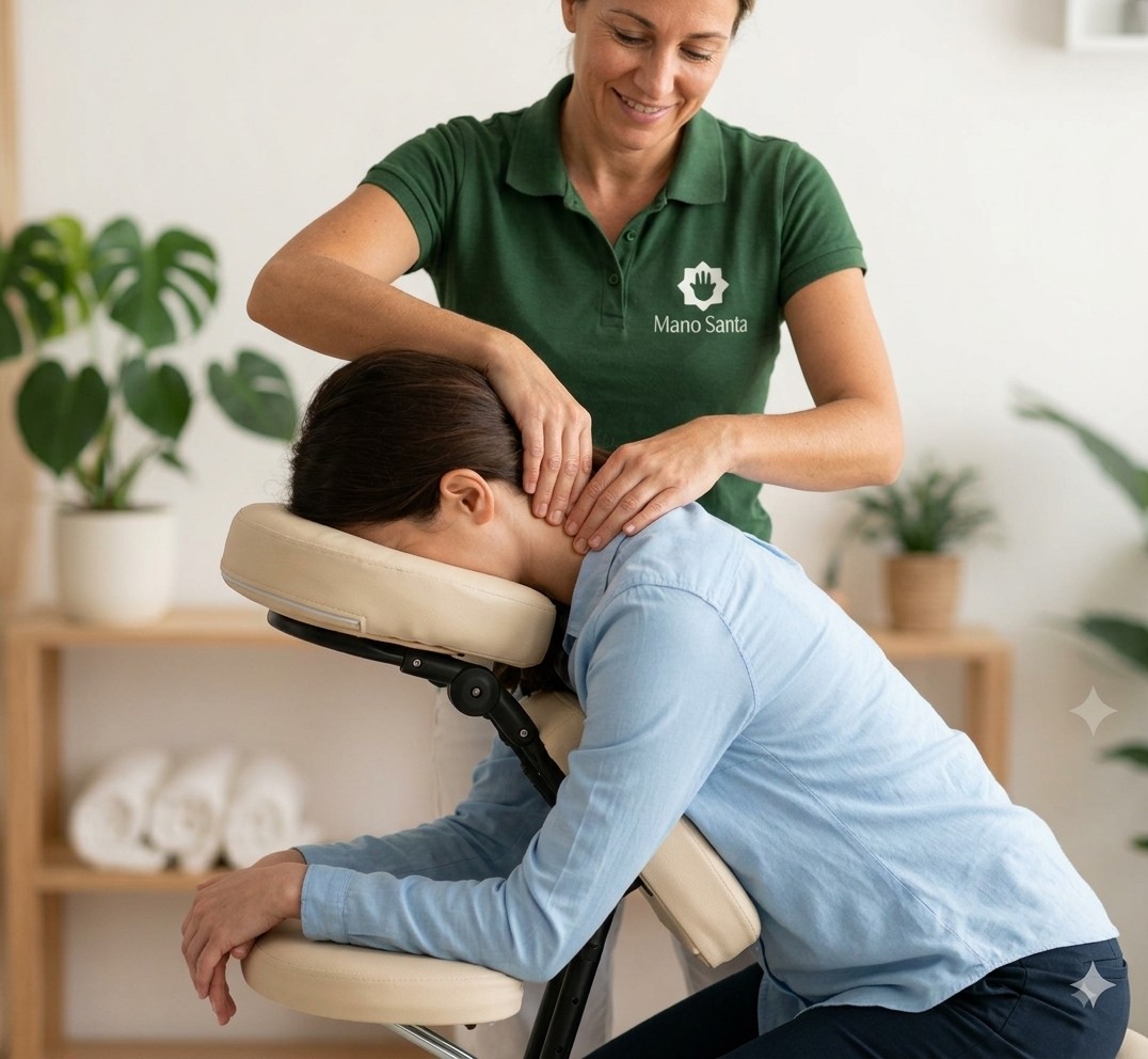 Japanese chair massage performed fully clothed at Mano Santa.