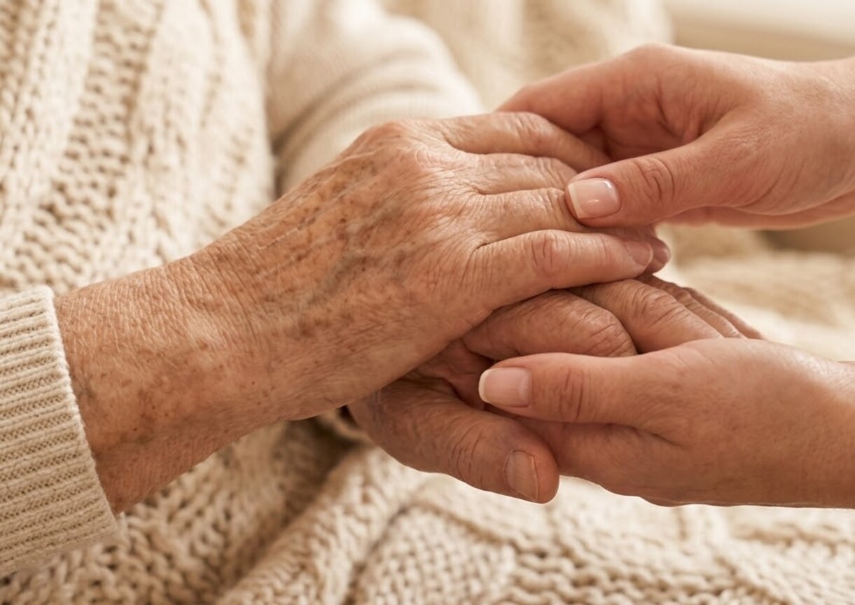 Supported mobility session for an older adult.